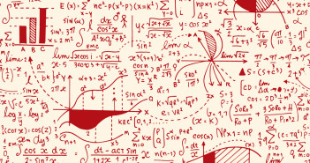 Math education vector pattern with handwritten formulas, tasks, plots,