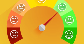 detailed illustration of a customer satisfaction meter with smilies