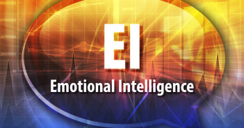 word speech bubble illustration of business acronym term EI emotional intelligence