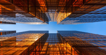 Windows glass of modern office skyscrapers. facade design.