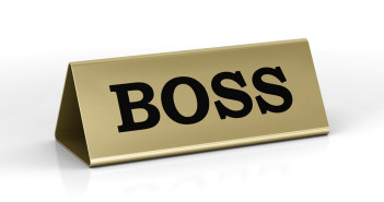 Boss identification plate with engraving
