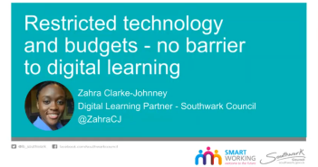 Opening slide of talk on Restricted technology and budgets: no barrier to digital learning