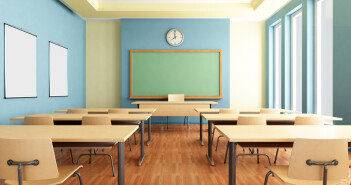 Empty classroom with desks