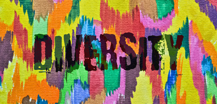 Word Diversity written on colorful abstract background